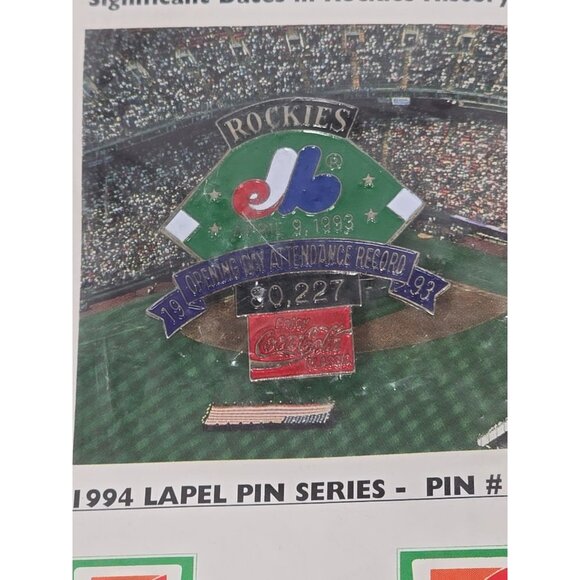 Colorado Rockies 1994 Lapel Pin Series #2 7-Eleven Coca-Cola Promotional Pack - Picture 2 of 3